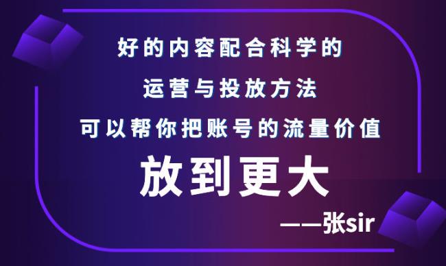 张sir账号流量增长课，告别海王流量，让你的流量更精准-搞钱帮