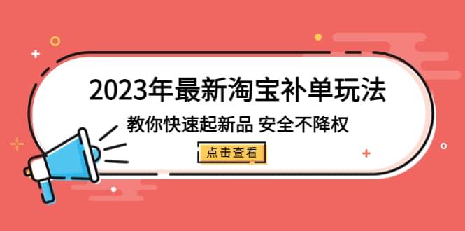 2023年最新淘宝补单玩法，教你快速起·新品，安全·不降权（18课时）-搞钱帮