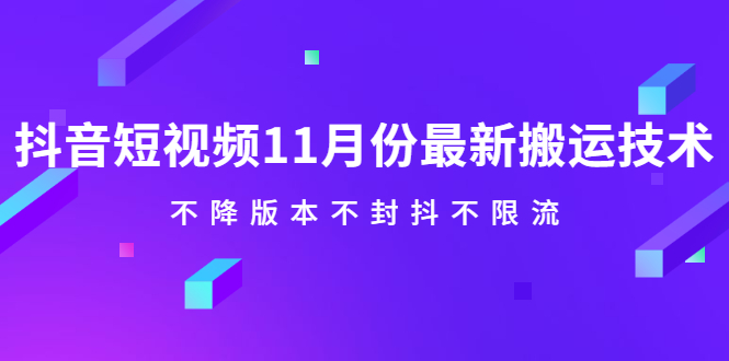 抖音短视频11月份最新搬运技术，不降版本不封抖不限流！【视频课程】-搞钱帮